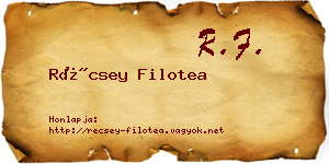 Récsey Filotea névjegykártya